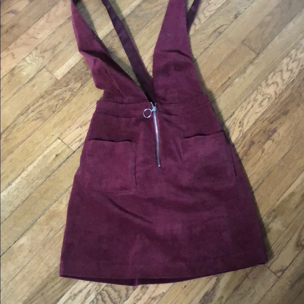 Overall jumper dress maroon corduroy